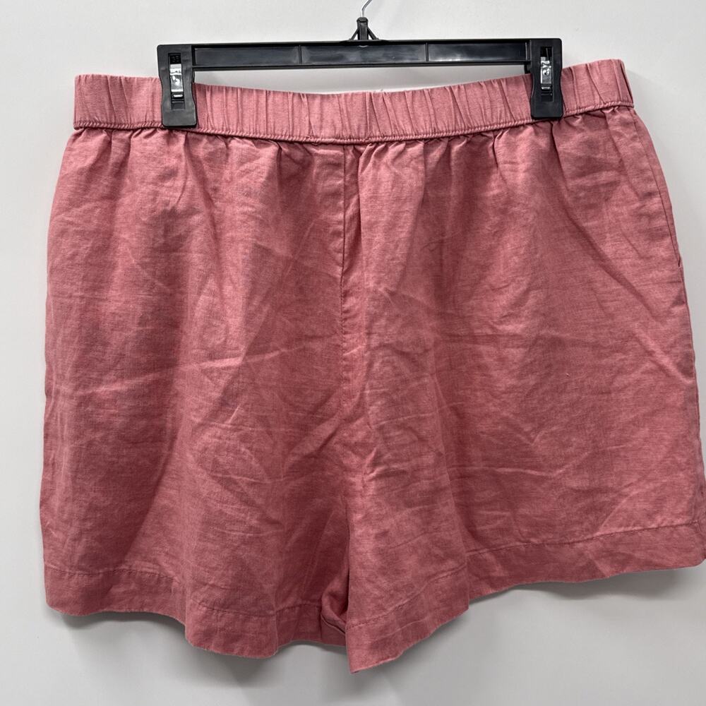 Philosophy 100% Linen Pull On Shorts Womens XL Pink Elastic Waist Casual Summer - Picture 6 of 12